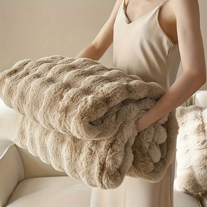 Fleece Throw Blanket Soft Bubble