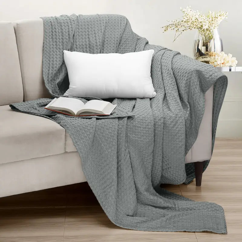 Soft Throw Blanket Cotton Waffle Warm