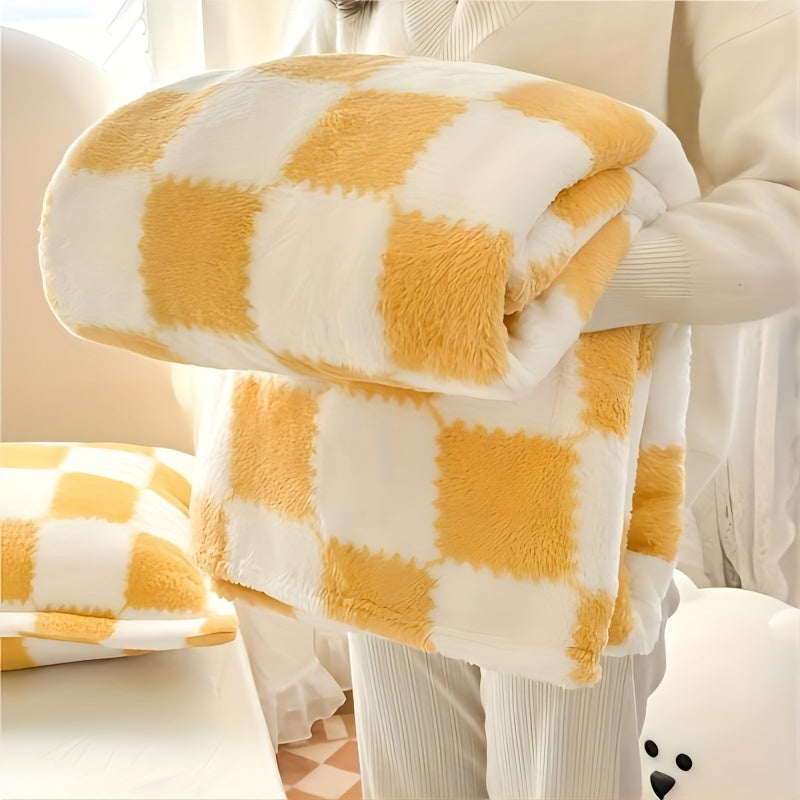 Soft Throw Blanket Polyester Plaid Flannel