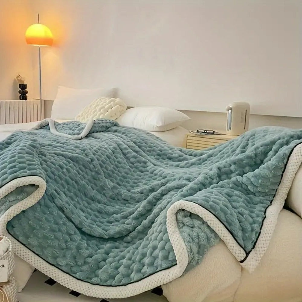 Textured Plush Sherpa Throw Blanket – Ultra Soft Fleece Layer for Lounge, Sofa or Bedroom Comfort
