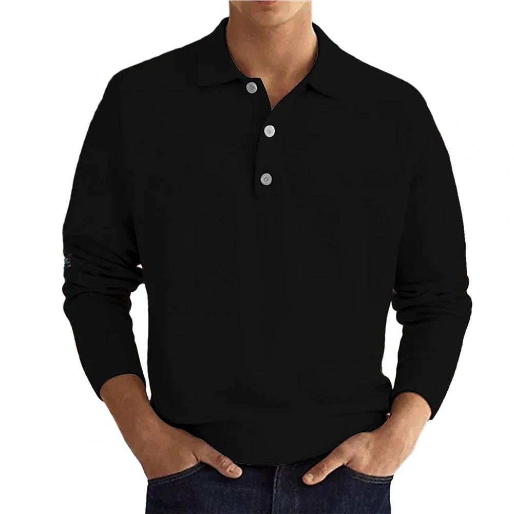 Men’s Long Sleeve Polo Sweater – Casual Knit Pullover with Button Collar for Effortless Style
