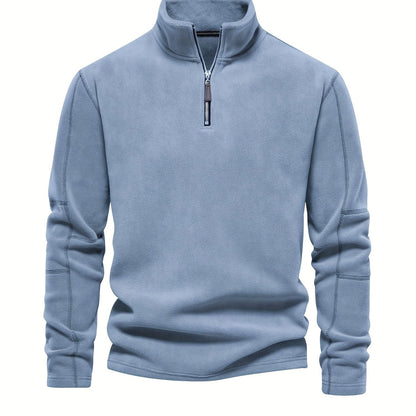 Men’s Lightweight Fleece Pullover with Half Zip High Collar