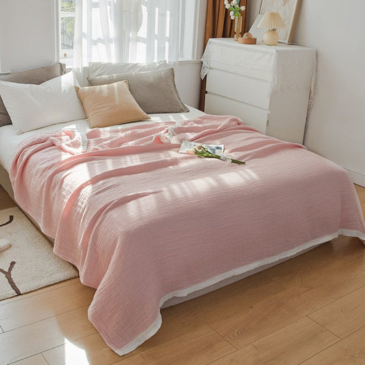 Breathable Cotton Gauze Summer Blanket – Lightweight Muslin Bed Cover for Relaxed Everyday Comfort