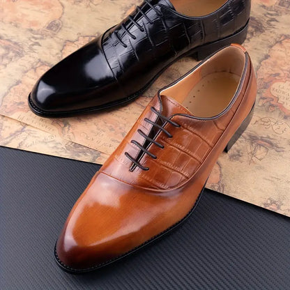 Men's Luxury Leather Oxford Shoes - Elegant Lace-Up Dress Shoes for Formal & Business Wear