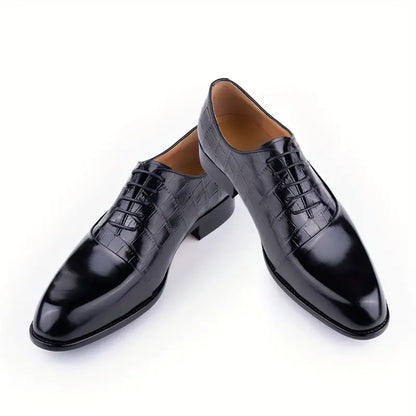 Men's Luxury Leather Oxford Shoes - Elegant Lace-Up Dress Shoes for Formal & Business Wear