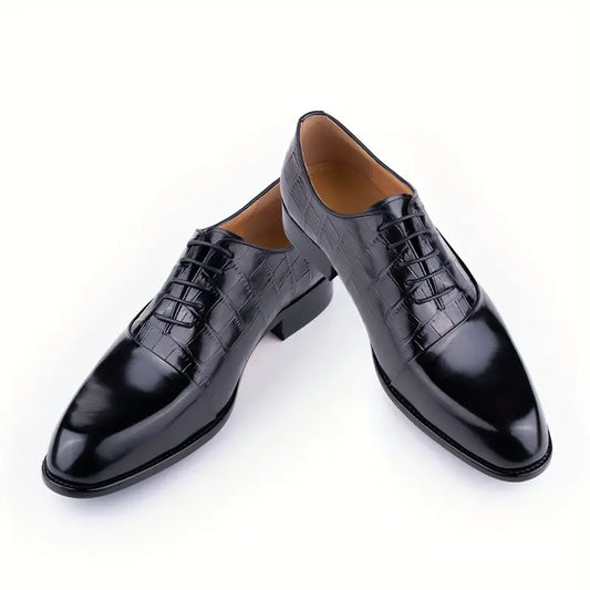 Men’s Classic Oxford Dress Shoes – Genuine Leather Lace-Up Formal Shoes for Business, Weddings & Elegant Occasions