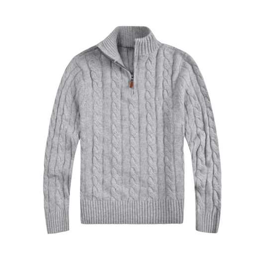 Men’s Cable Knit Half Zip Sweater – Classic Winter Pullover for Smart Casual Outfits, Layering, and Everyday Warmth