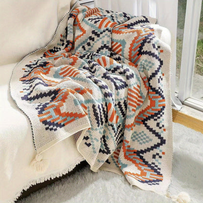 Soft Throw Blanket Bohemian Knitted