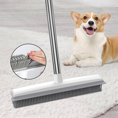 Pet Hair Removal Broom – Multi-Surface Rubber Brush for Carpet, Hardwood & Tile Floors