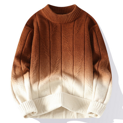 Men’s Ombre Knit Sweater – Earth-Toned Warmth with a Modern Fade