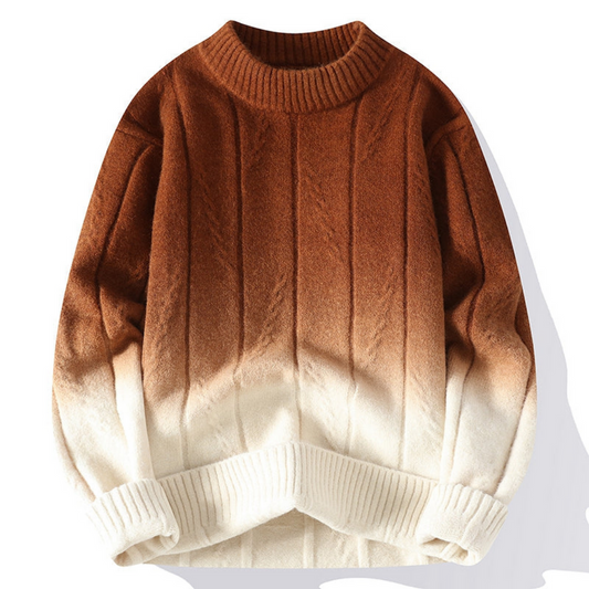 Men’s Ombre Knit Sweater – Earth-Toned Warmth with a Modern Fade
