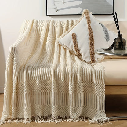 Soft Throw Blanket Textured Knitted