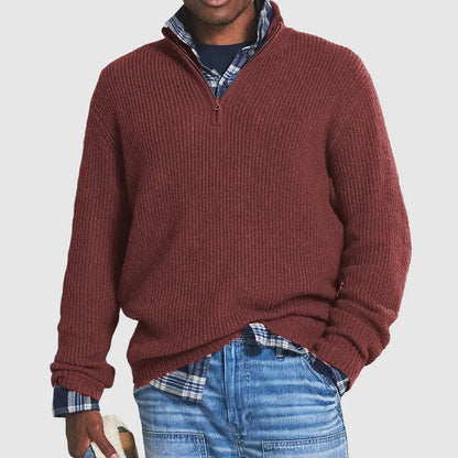Men's Ribbed Knit Quarter-Zip Sweater – Classic, Warm, and Effortlessly Stylish