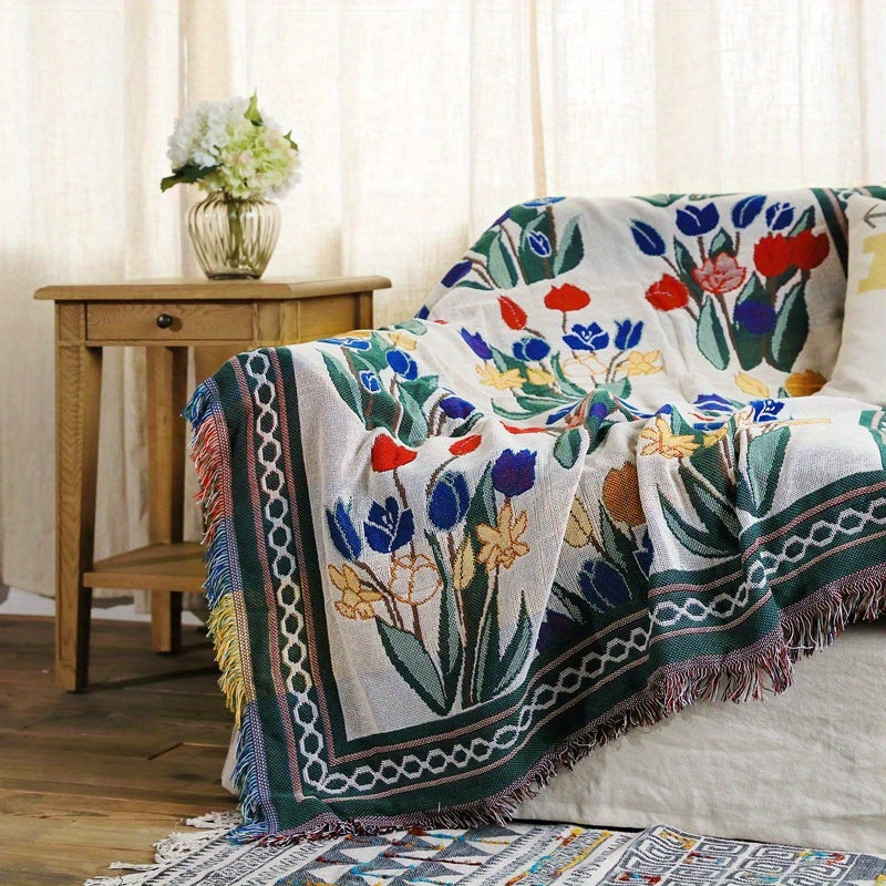 Fleece Throw Blanket Jacquard Sofa Cover