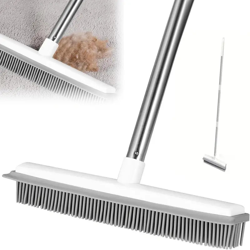 Pet Hair Removal Broom – Multi-Surface Rubber Brush for Carpet, Hardwood & Tile Floors