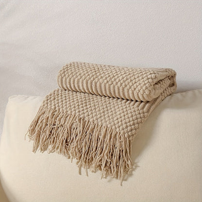 Soft Throw Blanket Vintage Khaki Tassel