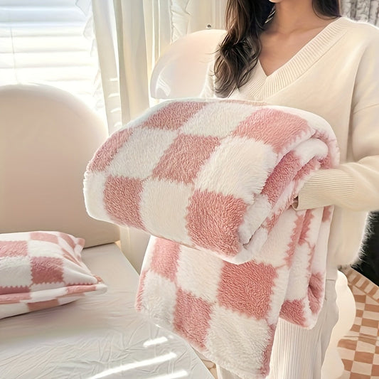 Soft Throw Blanket Polyester Plaid Flannel