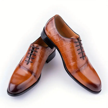 Men's Luxury Leather Oxford Shoes - Elegant Lace-Up Dress Shoes for Formal & Business Wear