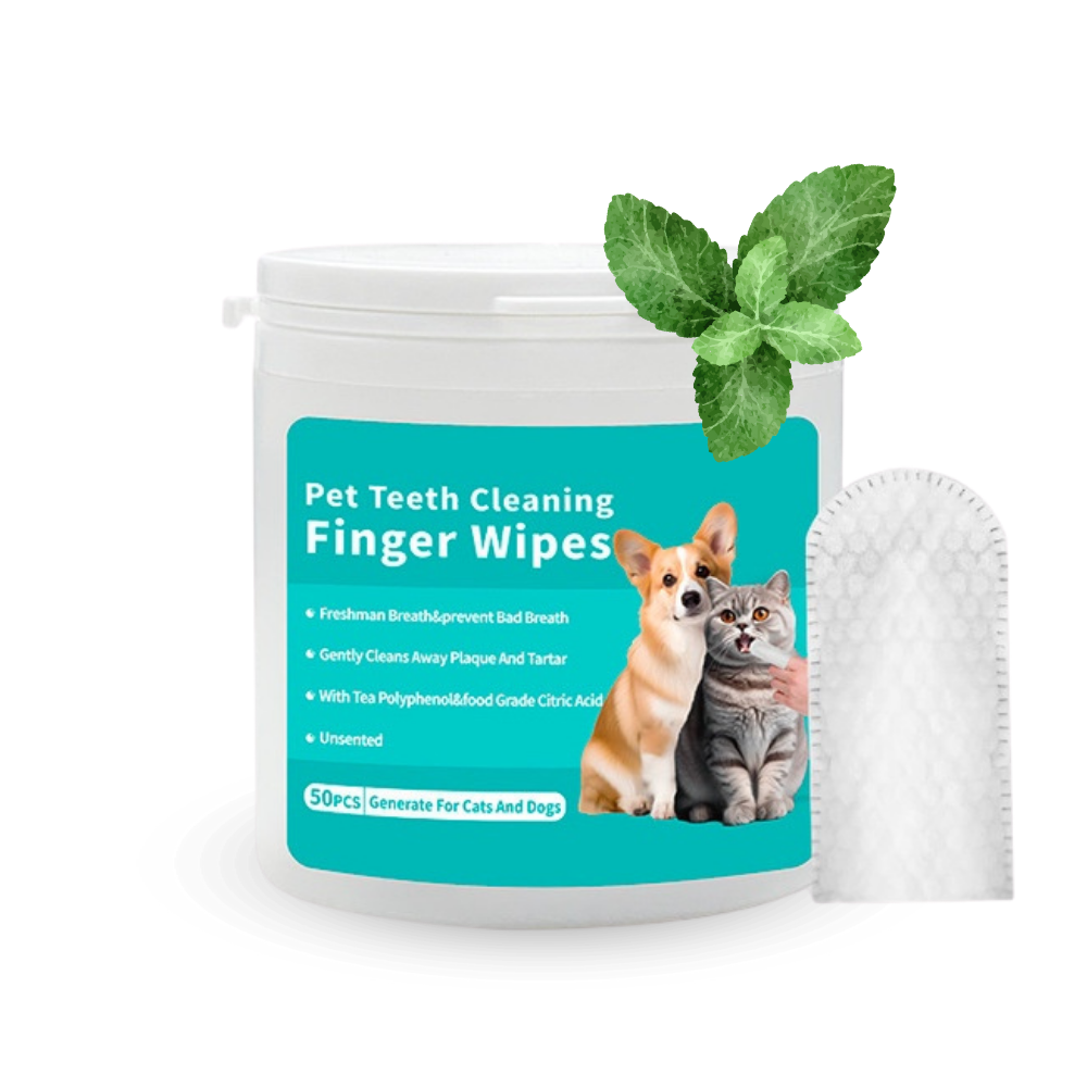 Pet Teeth Cleaning Finger Wipes – Convenient Oral Care for Dogs and Cats