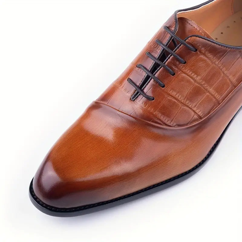 Men's Luxury Leather Oxford Shoes - Elegant Lace-Up Dress Shoes for Formal & Business Wear