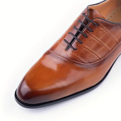 Men's Luxury Leather Oxford Shoes - Elegant Lace-Up Dress Shoes for Formal & Business Wear