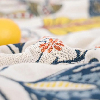 Bohemian Floral Woven Bedspread – Lightweight Cotton Tapestry Blanket with Fringed Edges