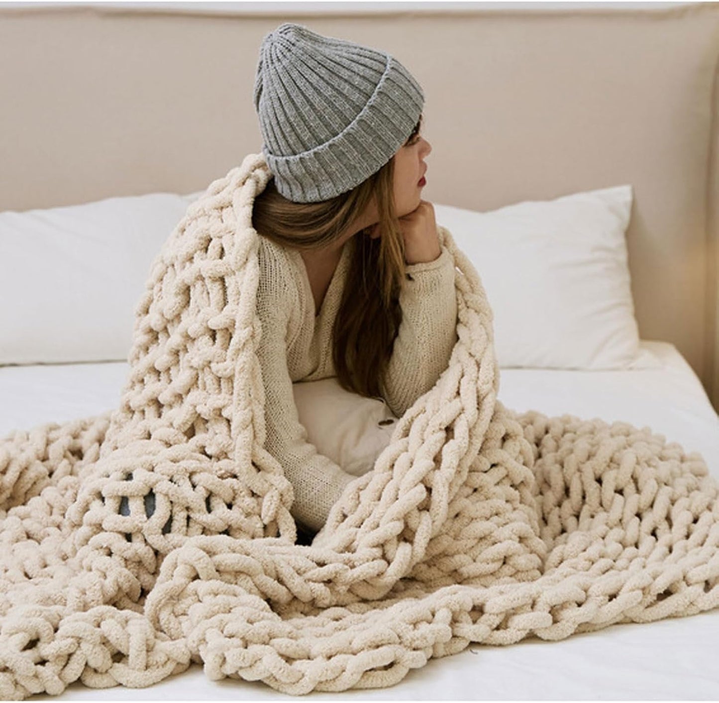 Soft Throw Blanket Knitted Handmade