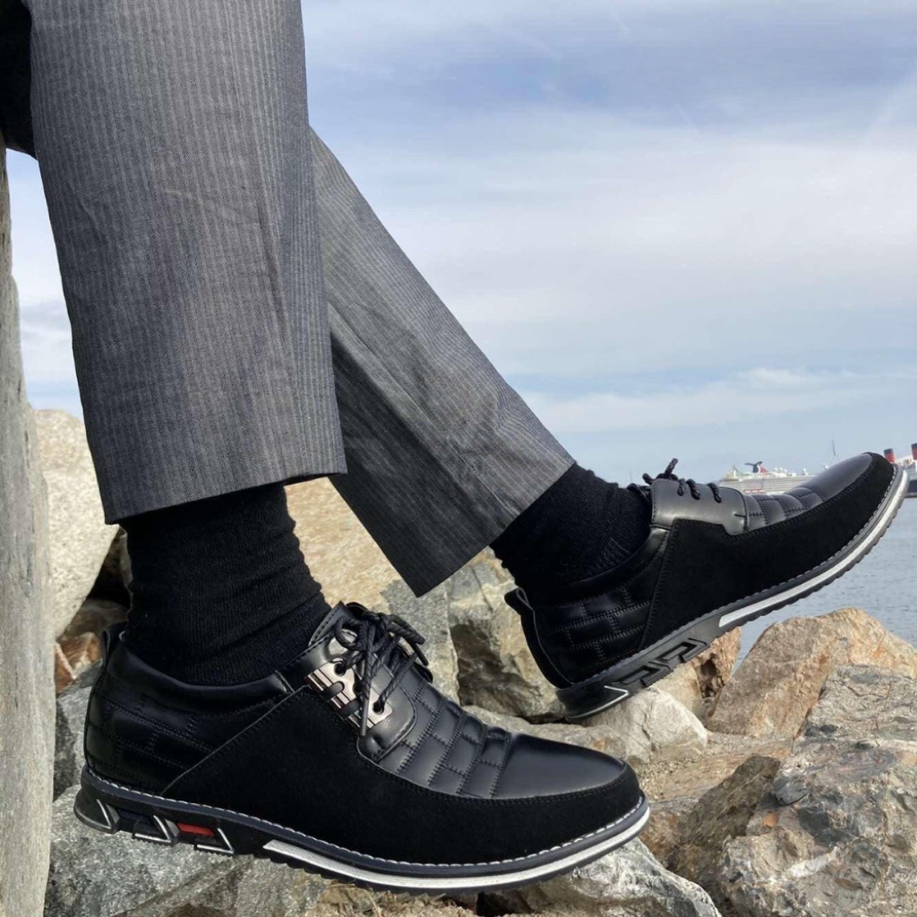 Men's Modern Lace-Up Dress Shoes – Stylish Formal-Casual Leather Look Shoes with Comfort Sole for Work, Events & Daily Wear