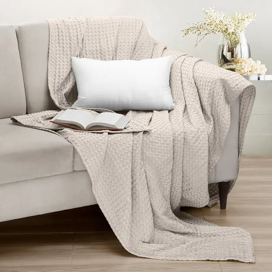 Soft Throw Blanket Cotton Waffle Warm