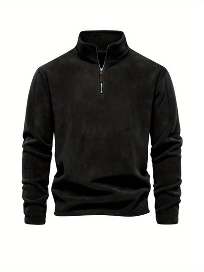 Men’s Lightweight Fleece Pullover with Half Zip High Collar