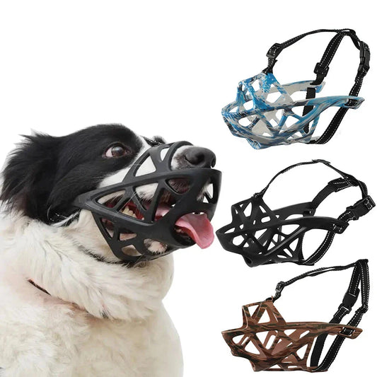 Breathable Dog Muzzle – Adjustable Soft Silicone Basket Muzzle for Safe Training & Outdoor Use