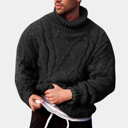 Bairre Chunky Cable Knit Turtleneck – Men’s Oversized Winter Sweater for Cosy Comfort, Retro Style & Effortless Cold-Weather Layering