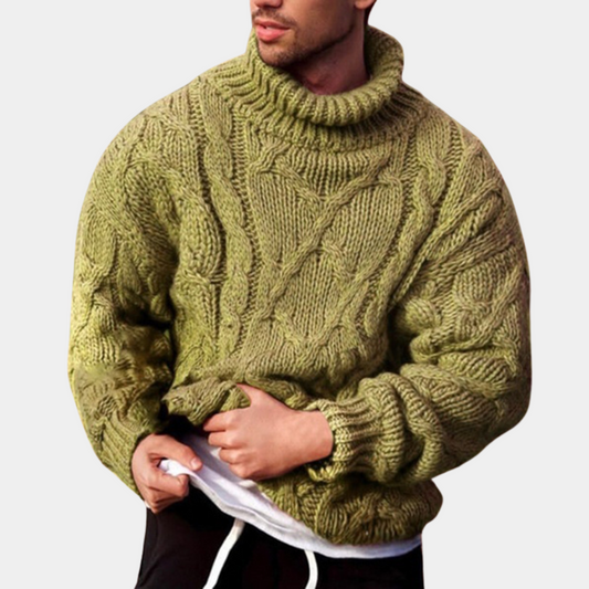 Bairre Chunky Cable Knit Turtleneck – Men’s Oversized Winter Sweater for Cosy Comfort, Retro Style & Effortless Cold-Weather Layering
