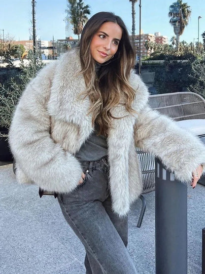 Faux Fur Jacket - Synthetic Fur - Winter - Fluffy Jacket -  Women's Faux Fur Coats and Jackets