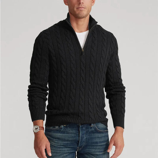 Men’s Classic Cable Knit Half-Zip Sweater – Stylish, Warm, and Versatile Winter Pullover