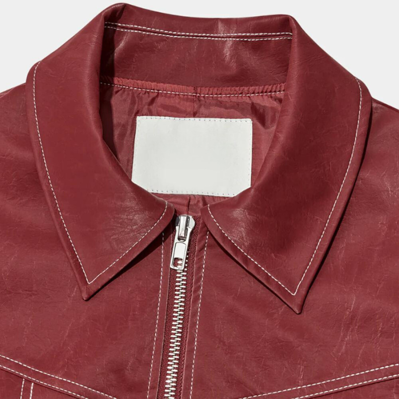 Jacky- Oversized Contrast Stitching Jacket Red