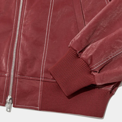 Jacky- Oversized Contrast Stitching Jacket Red