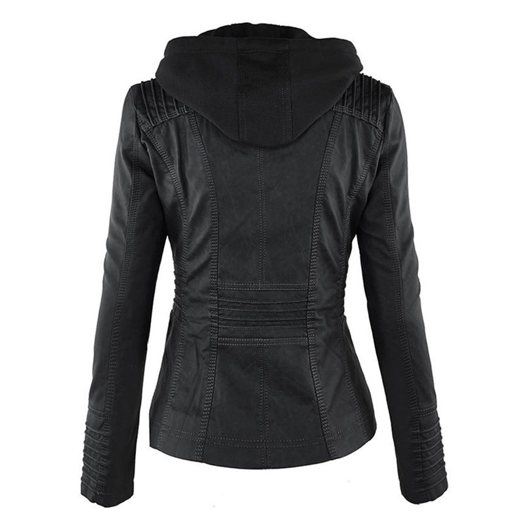 Leather Jacket | Hooded | Zip-Up | Vegan Leather Jacket | Women's Jacket