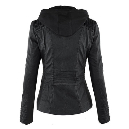 Leather Jacket | Hooded | Zip-Up | Vegan Leather Jacket | Women's Jacket