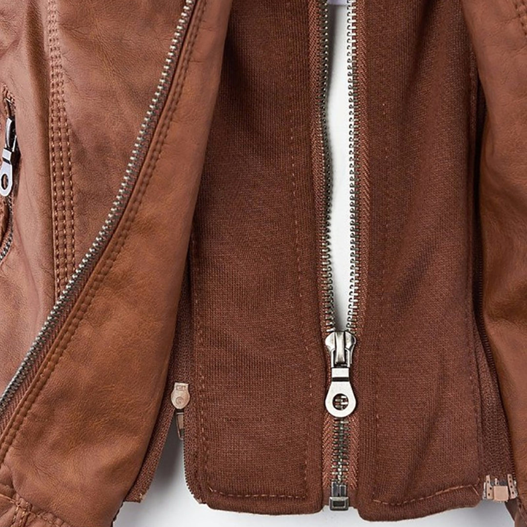 Leather Jacket | Hooded | Zip-Up | Vegan Leather Jacket | Women's Jacket