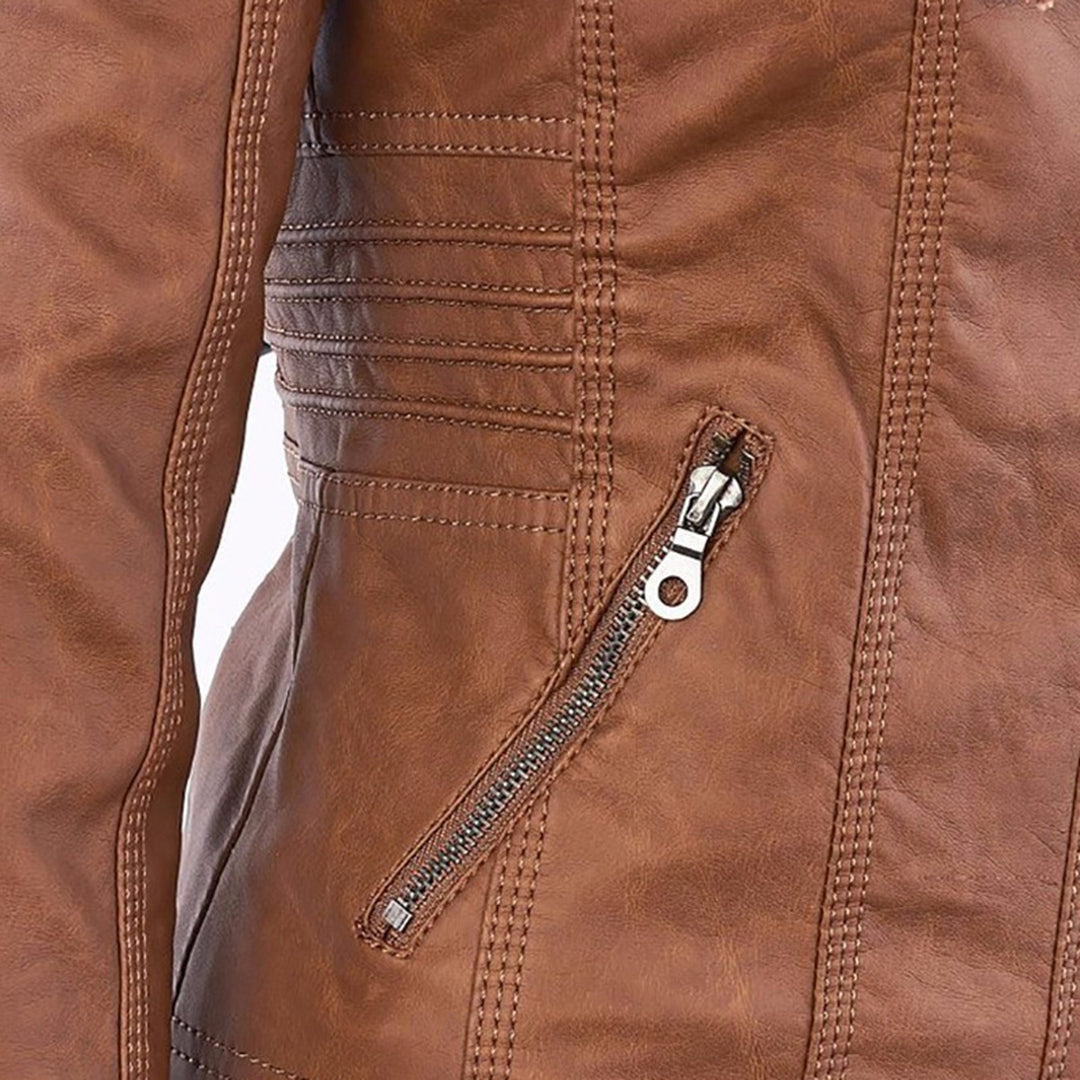 Leather Jacket | Hooded | Zip-Up | Vegan Leather Jacket | Women's Jacket