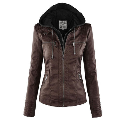 Leather Jacket | Hooded | Zip-Up | Vegan Leather Jacket | Women's Jacket