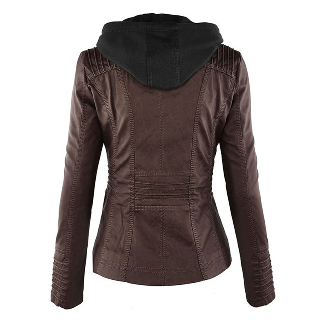 Leather Jacket | Hooded | Zip-Up | Vegan Leather Jacket | Women's Jacket