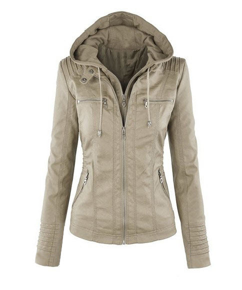 Leather Jacket | Hooded | Zip-Up | Vegan Leather Jacket | Women's Jacket