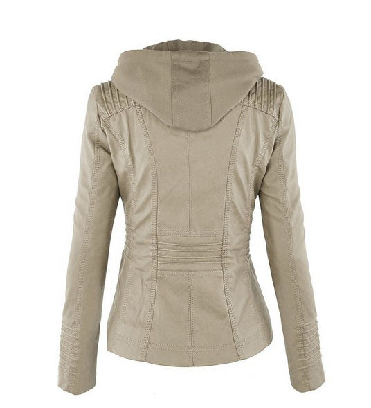 Leather Jacket | Hooded | Zip-Up | Vegan Leather Jacket | Women's Jacket