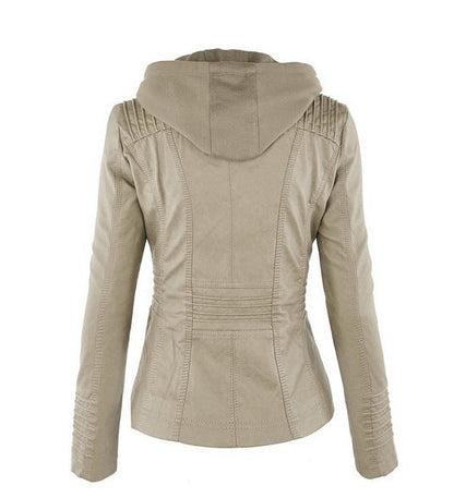 Leather Jacket | Hooded | Zip-Up | Vegan Leather Jacket | Women's Jacket