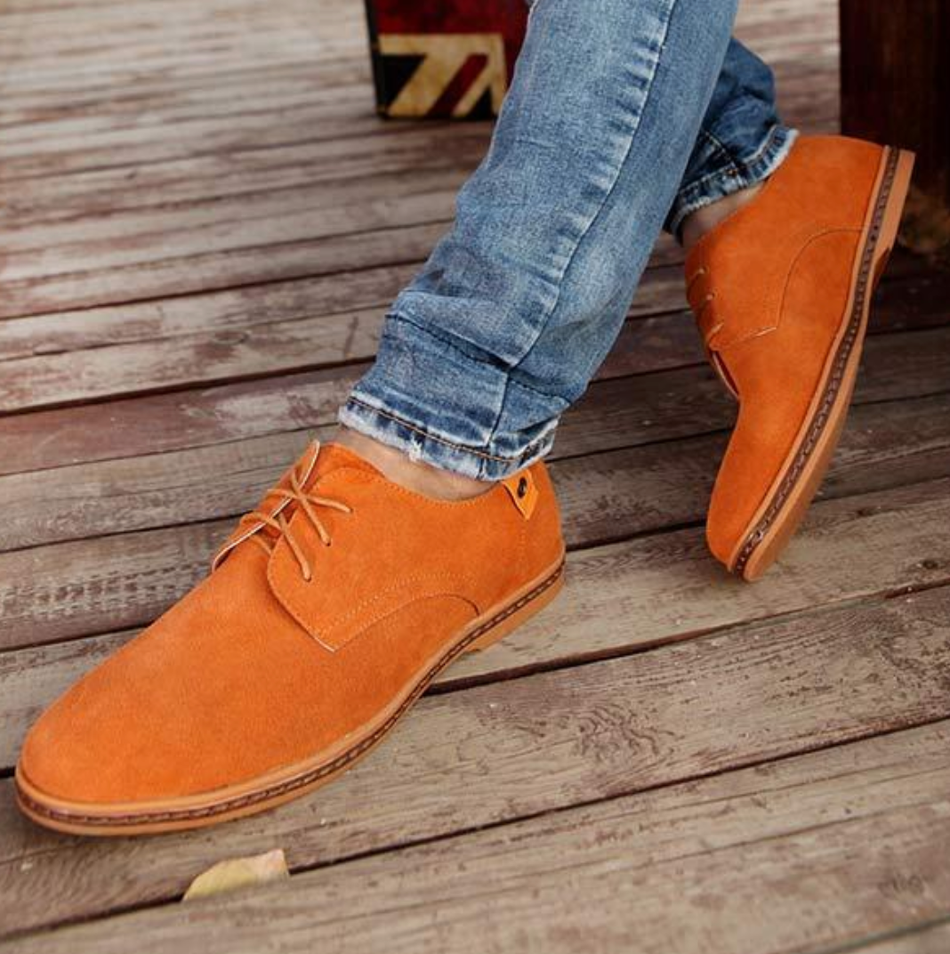 Men's Suede Leather Oxford Shoes - Classic Lace-Up Dress Shoes for Business & Casual Wear