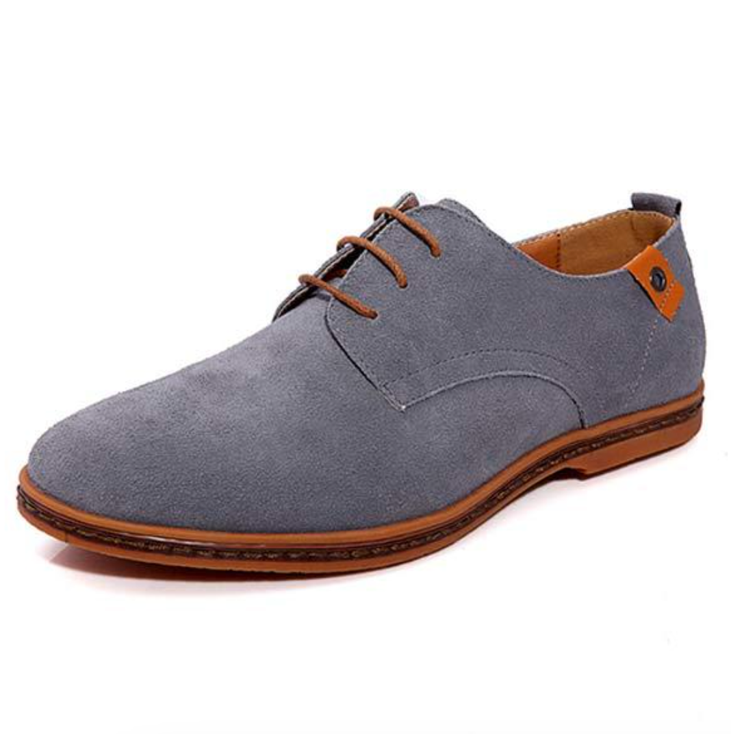 Men's Suede Leather Oxford Shoes - Classic Lace-Up Dress Shoes for Business & Casual Wear