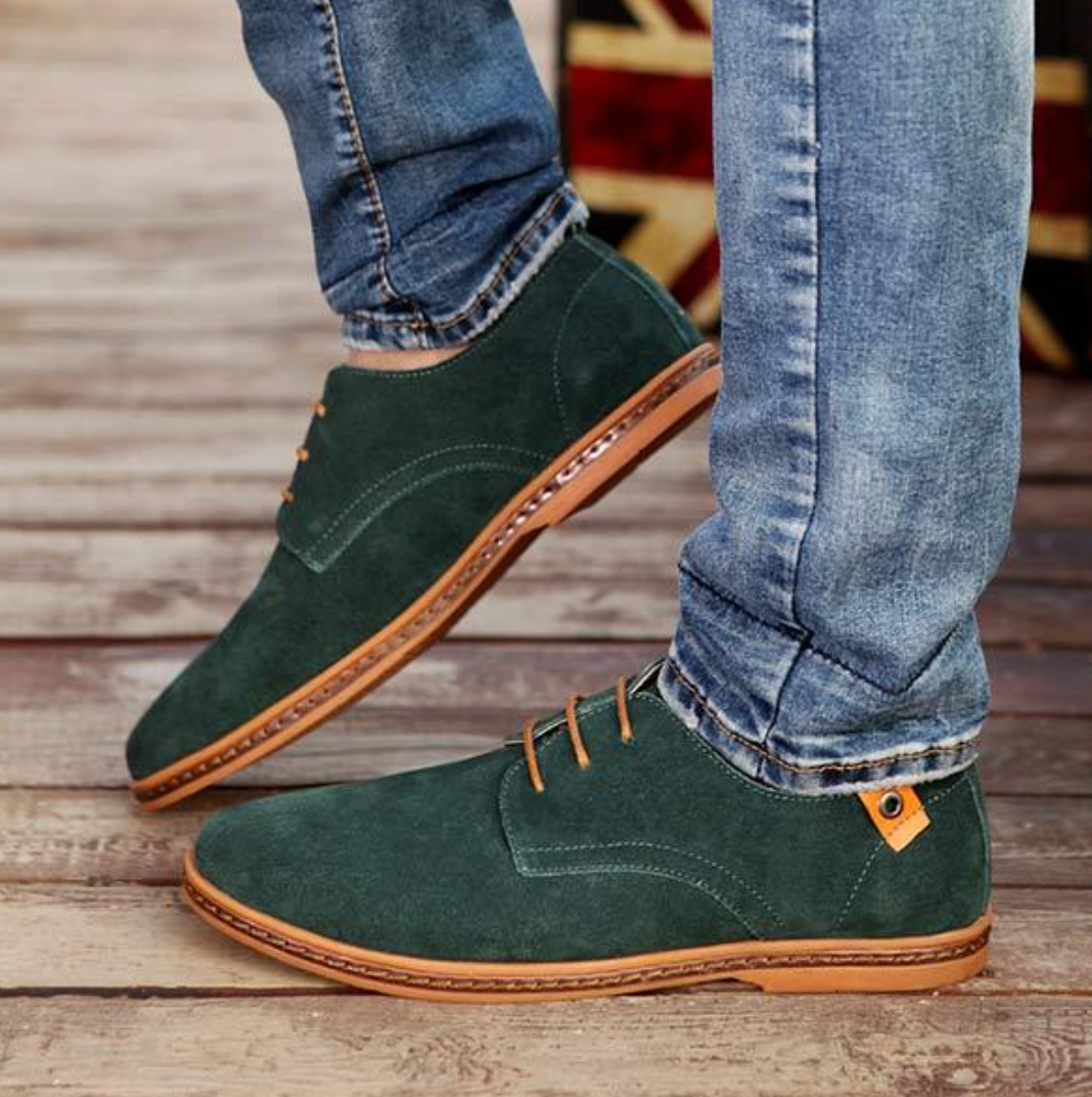 Men's Suede Leather Oxford Shoes - Classic Lace-Up Dress Shoes for Business & Casual Wear