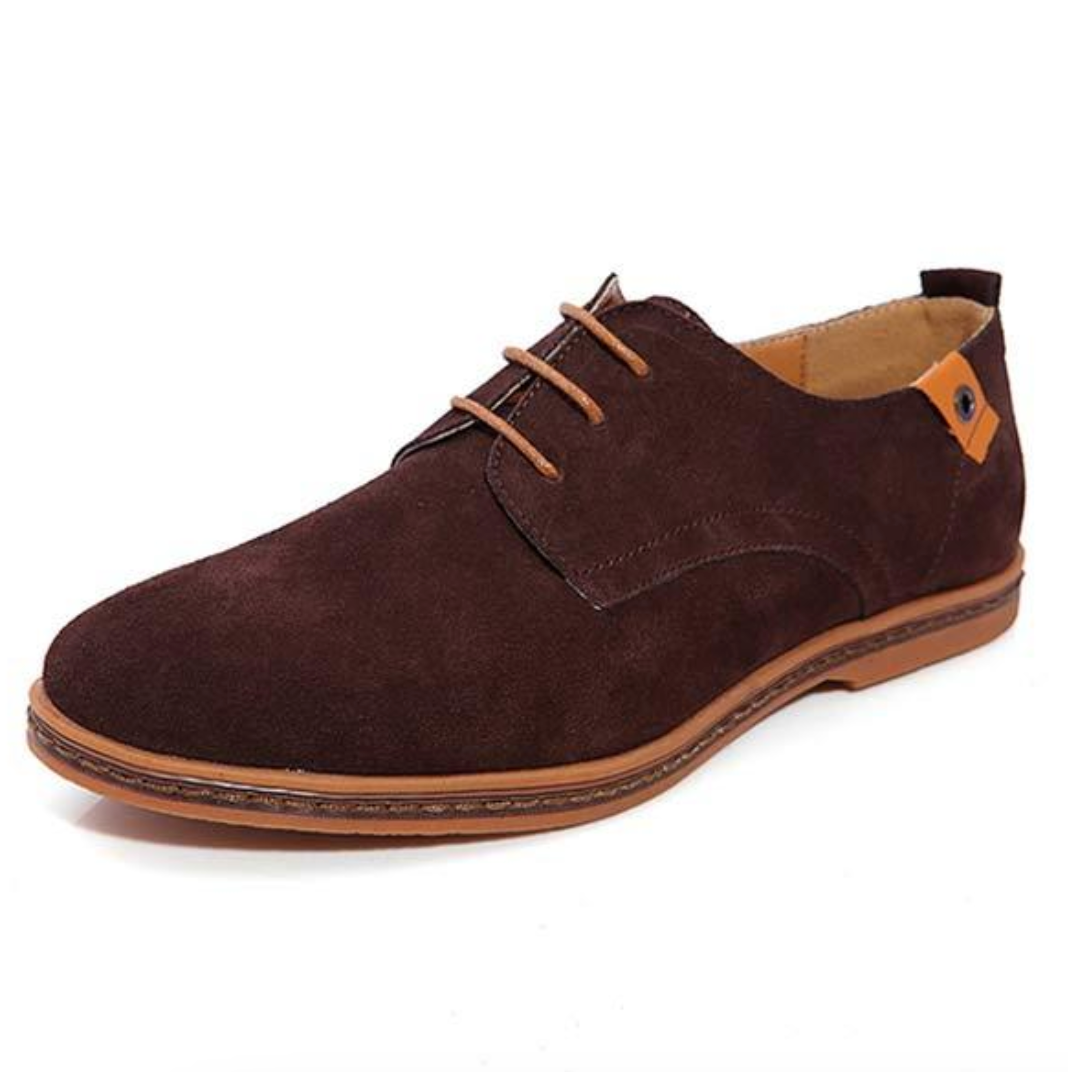 Men's Suede Leather Oxford Shoes - Classic Lace-Up Dress Shoes for Business & Casual Wear